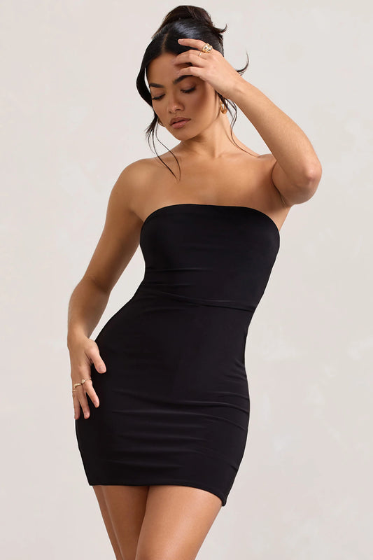 In The Press | Black Bandeau Bodycon Mini Dress