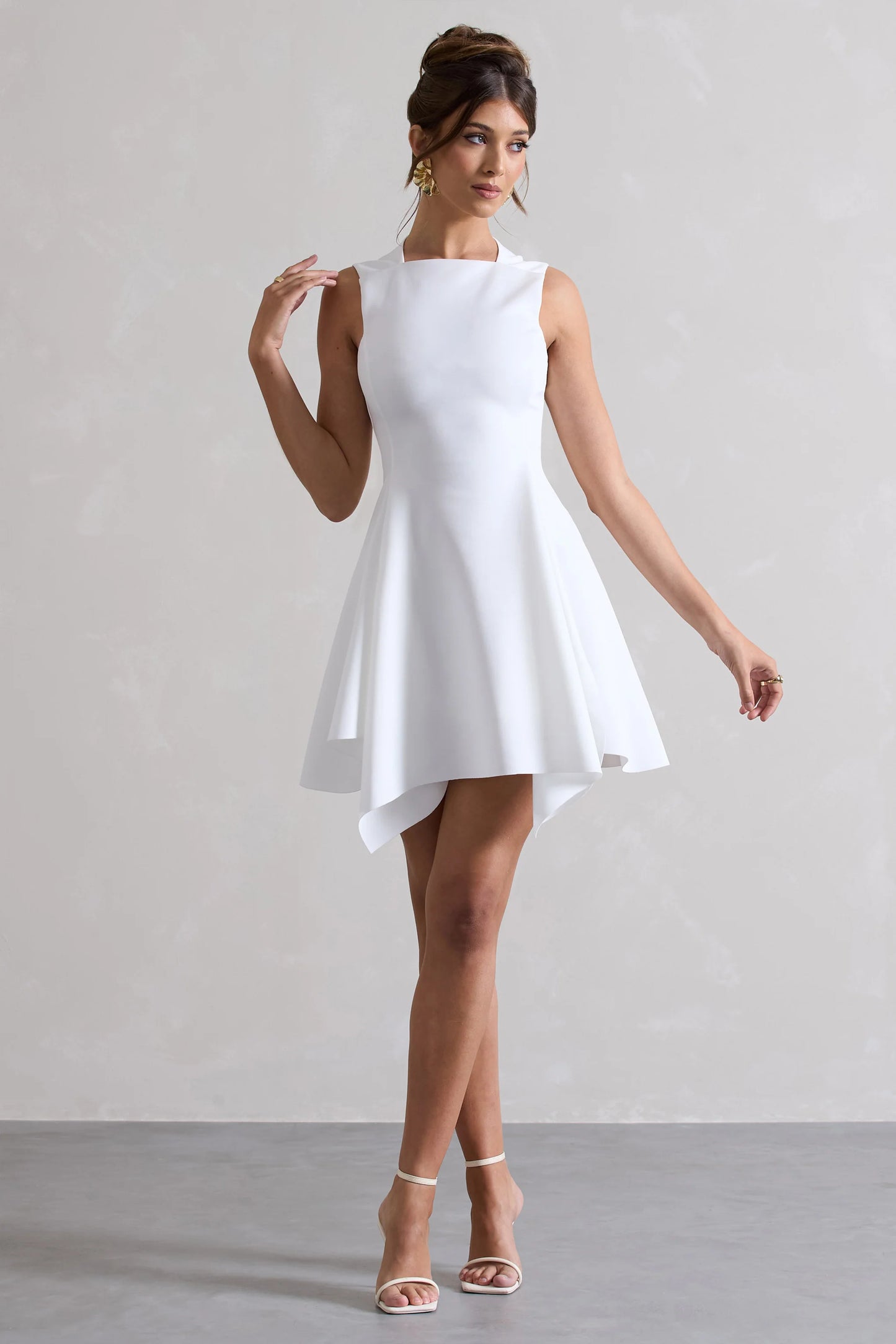 Scout | White Sleeveless Draped Hem Mini Dress