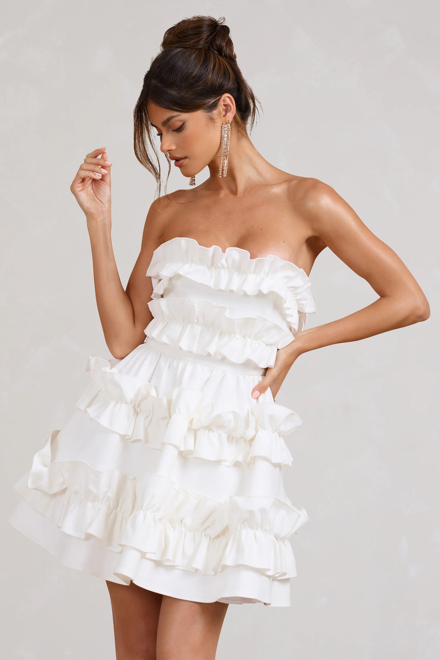 Rosette | White Ruffled Bandeau Mini Dress