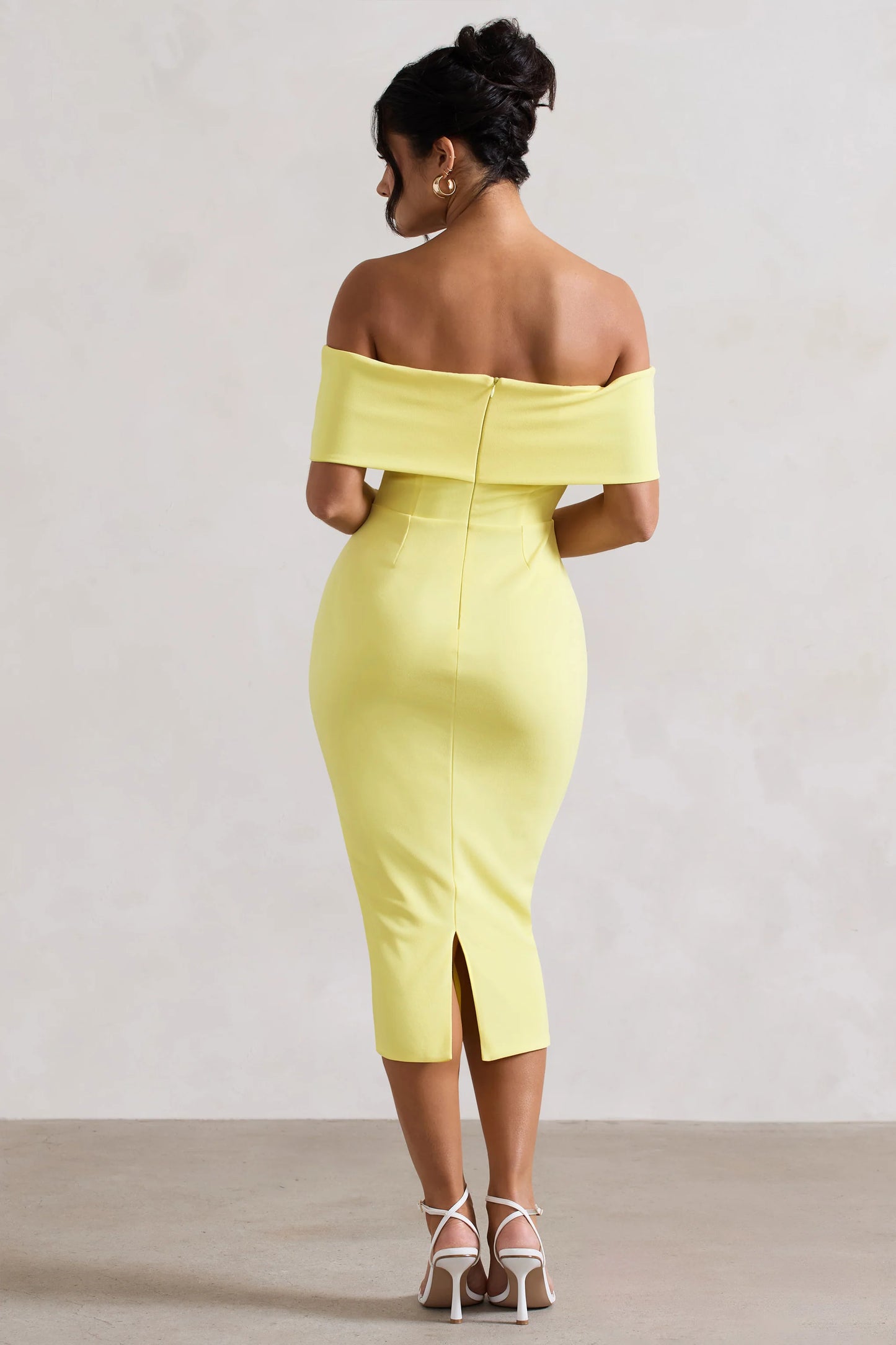 Hope | Lemon Bow Bardot Midi Dress