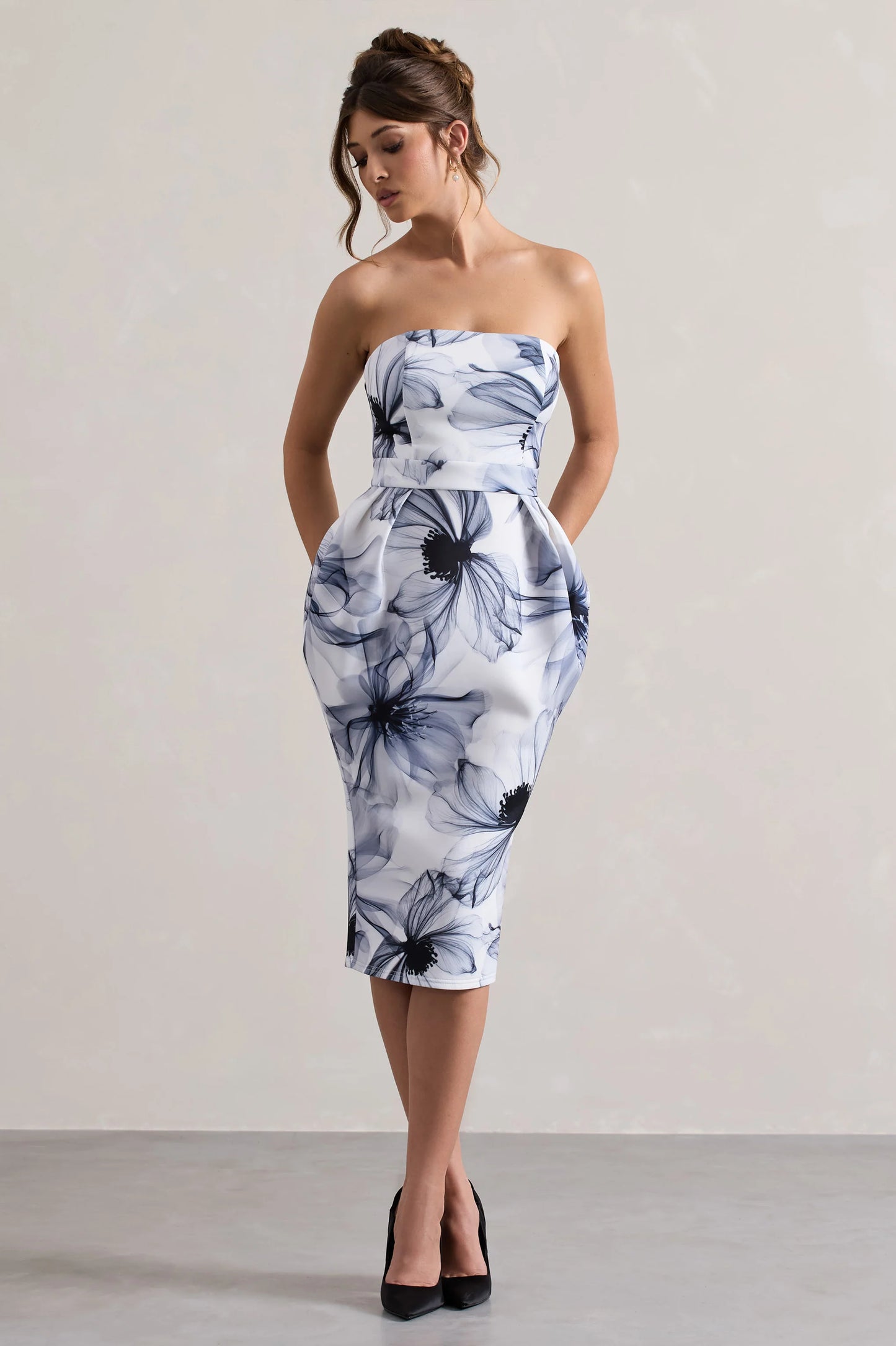 Chateau | Mono Print Bandeau Midi Dress