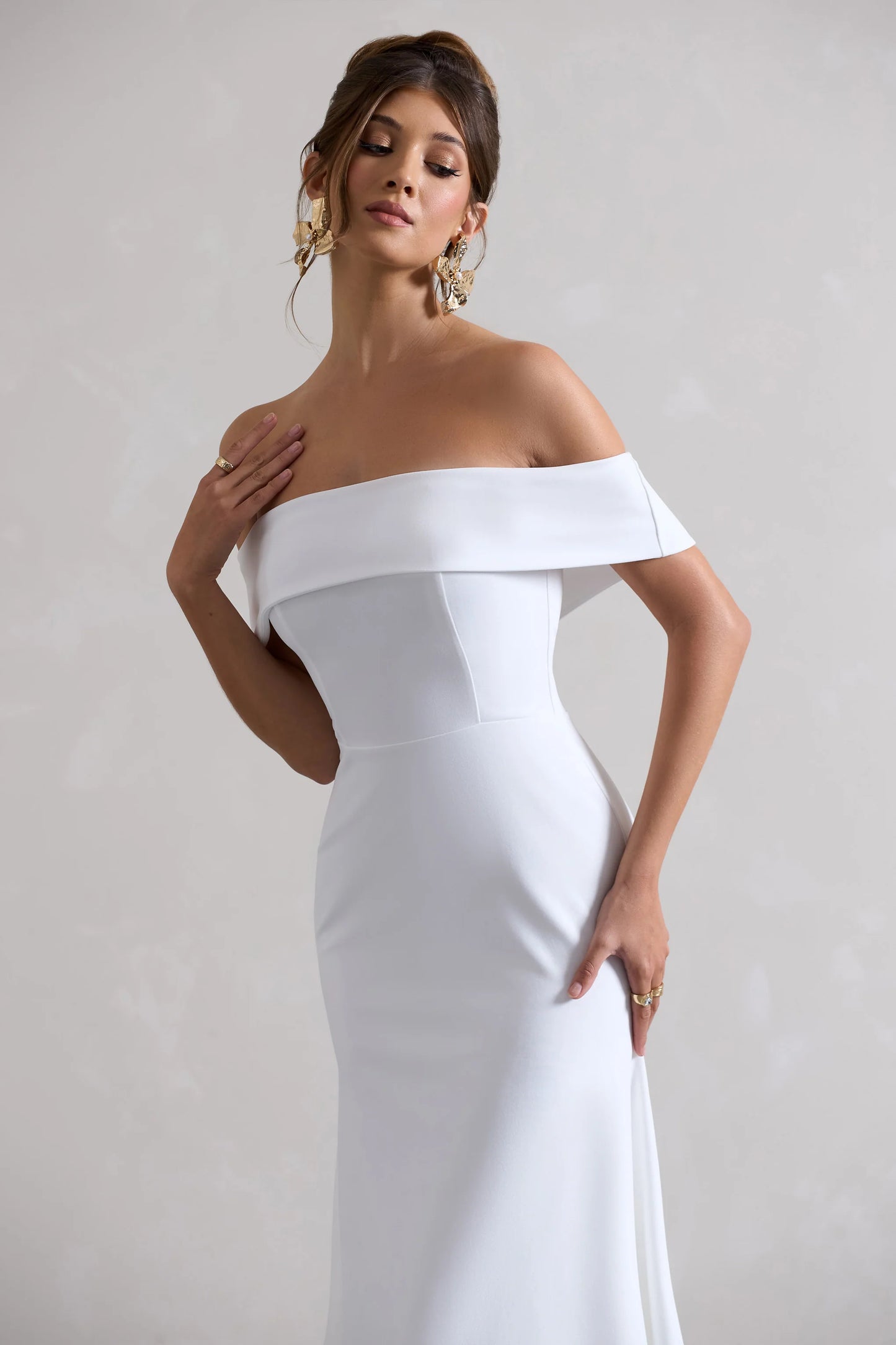 Windsor | White Bardot Midi Dress