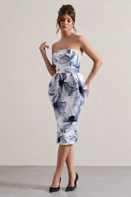 Chateau | Mono Print Bandeau Midi Dress